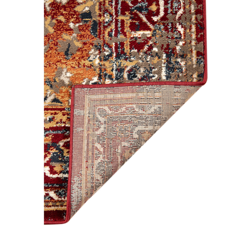8' X 10' Ivory Red and Orange Medallion Power Loom Area Rug