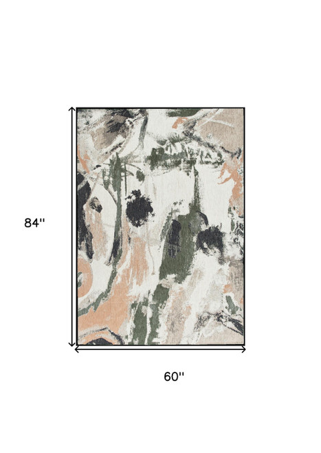 Homeroots Home Decor 6' x 8' Gray and Orange Abstract Non Skid Area Rug