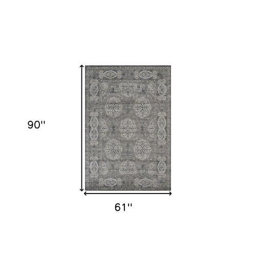 Homeroots Home Decor 5' x 7' Brown Medallion Power Loom Area Rug
