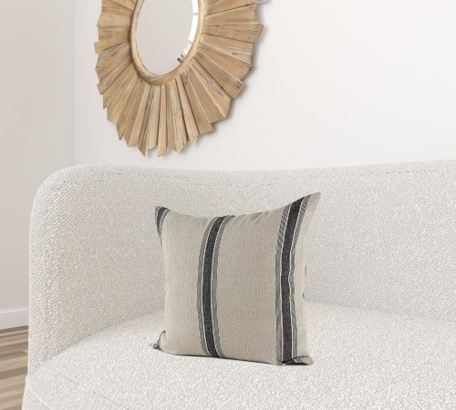Homeroots Home Decor Beige And Black Striped Pillow Cover, Beige and Black, 20 x 20 Inch