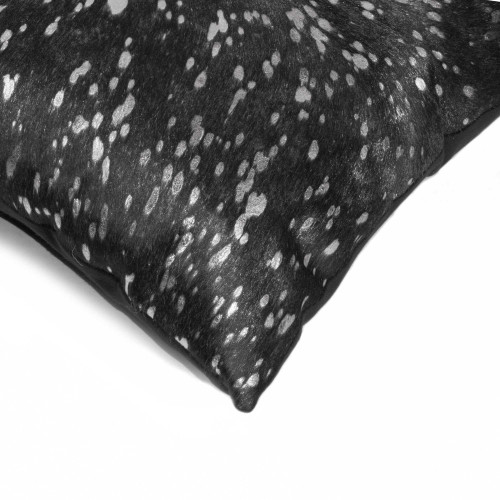 Homeroots Home Decor Modern Silver and Black Torino Kobe Cowhide Pillow 12 X 20 X 5 Inches