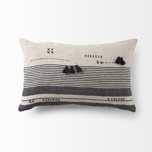 Homeroots Home Decor Light Gray Detailed Lumbar Throw Pillow Cover, Light Gray, 21 x 13 Inch