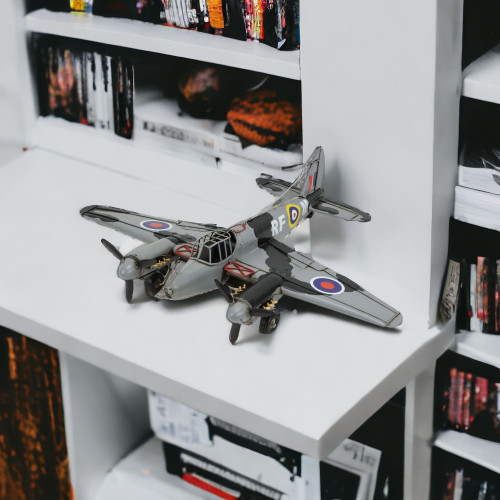 4" Black and Gray Metal Hand Painted Model Airplane Tabletop Sculpture
