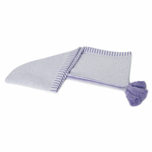 50" X 60" Purple Woven Cotton Striped Throw Blanket with Tassels