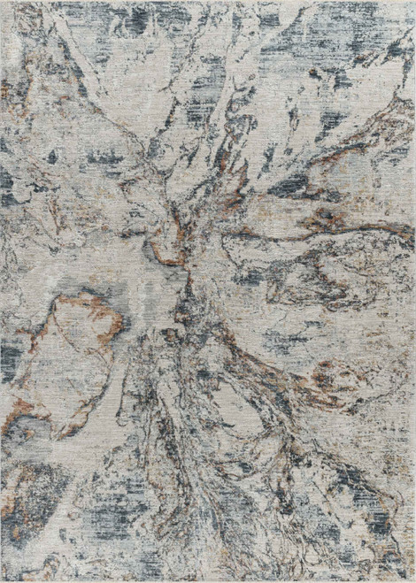 Homeroots Home Decor 8' x 10' Beige Blue Abstract Power Loom Area Rug