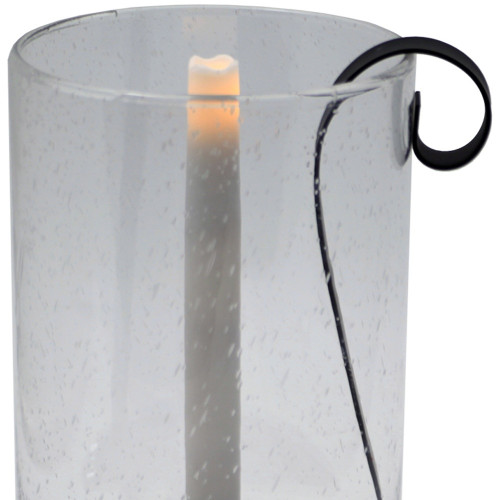 12" Light Gray Glass Centerpiece Taper Candle Holder With Candle