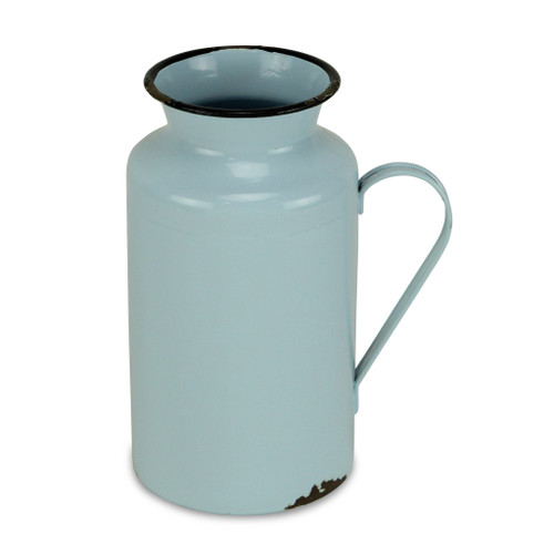 10" Blue and Black Metal Jug Vase