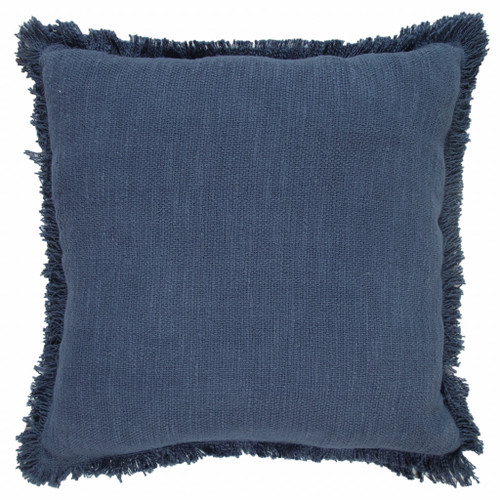 Homeroots Home Decor 20 X 20 Inches Navy Blue 100% Cotton Zippered Pillow