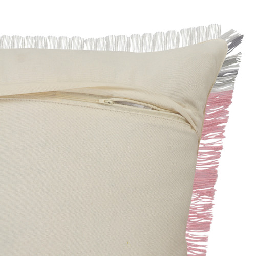 Homeroots Home Decor 20 X 20 Inches Pink Gray and White 100% Cotton Striped Zippered Pillow
