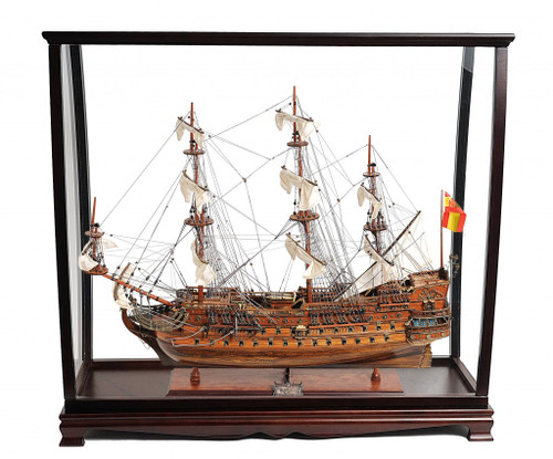 Homeroots Home Decor 39" Wood Brown San Felipe Large Table Top Display Hand Painted Decorative Boat