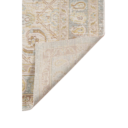 2' X 3' Beige and Gray Medallion Power Loom Worn Faded Area Rug
