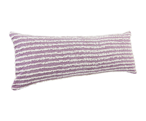 Homeroots Home Decor 14 X 36 Inches Purple and Cream 100% Cotton Striped Zippered Pillow
