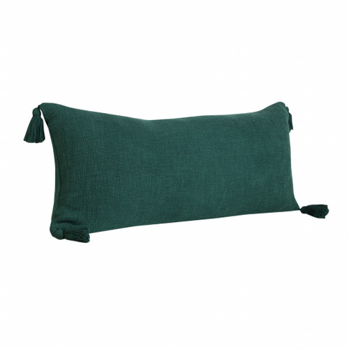 Homeroots Home Decor 14 X 36 Inches Emerald Green 100% Cotton Zippered Pillow