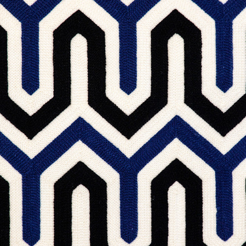 Homeroots Home Decor 20 X 20 Inches Blue and White Geometric Cotton Zippered Pillow