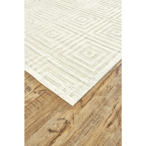 6' X 9' Ivory Geometric Hand Woven Area Rug