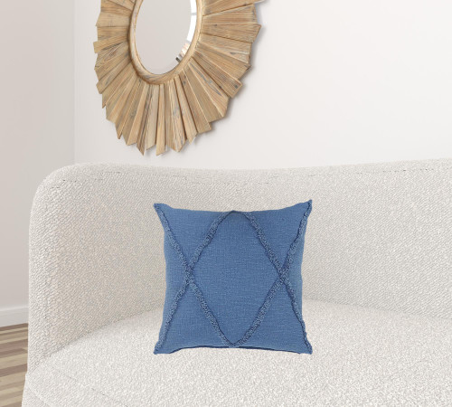 Homeroots Home Decor 18 X 18 Inches Cobalt Blue 100% Cotton Zippered Pillow