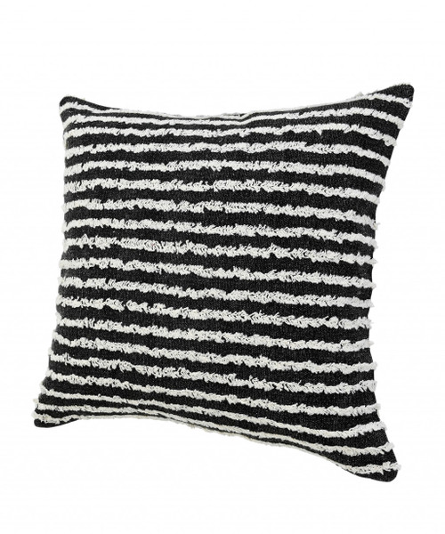 Homeroots Home Decor 20 X 20 Inches Black and Cream 100% Cotton Striped Zippered Pillow