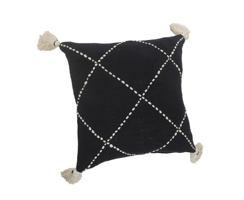 Homeroots Home Decor 20 X 20 Inches White and Black 100% Cotton Geometric Zippered Pillow