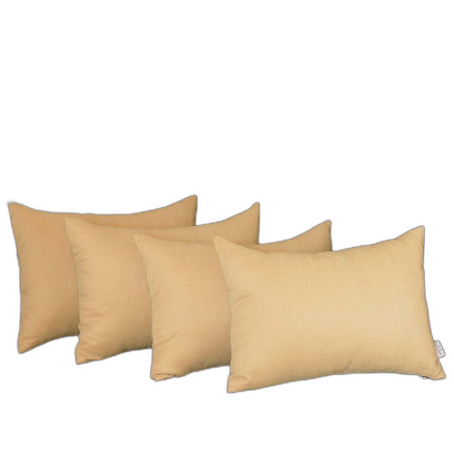 Homeroots Home Decor Set Of Four 12 x 20 Inches Beige Polyester Zippered Pillow Cover