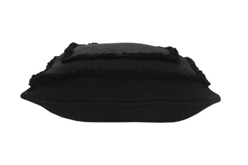 Homeroots Home Decor 20 X 20 Inches Black 100% Cotton Geometric Zippered Pillow