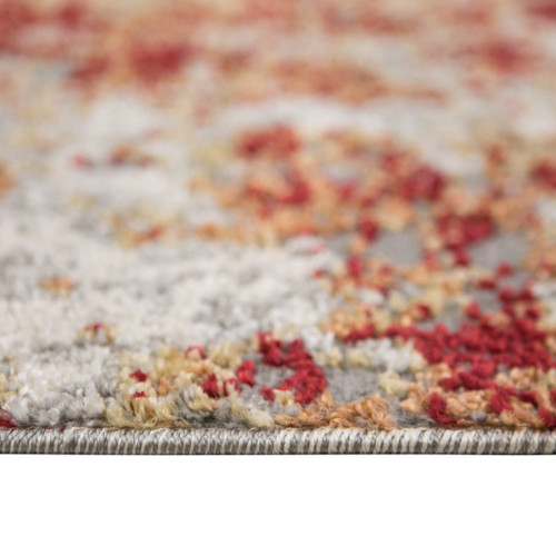 5' X 8' Ivory Red And Gray Abstract Area Rug