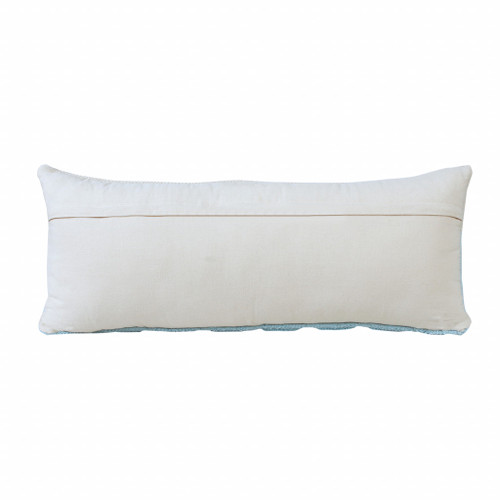 Homeroots Home Decor 14 X 36 Inches Light Blue and Off-White 100% Cotton Geometric Zippered Pillow
