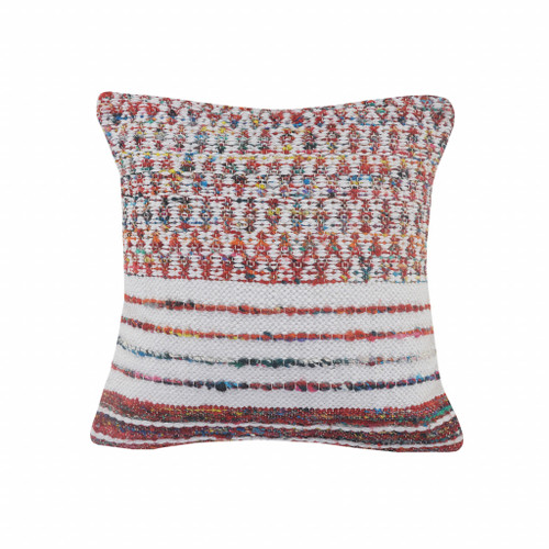 Homeroots Home Decor 20 X 20 Inches Red Green Blue Yellow Orange and Pink Polyester Geometric Zippered Pillow