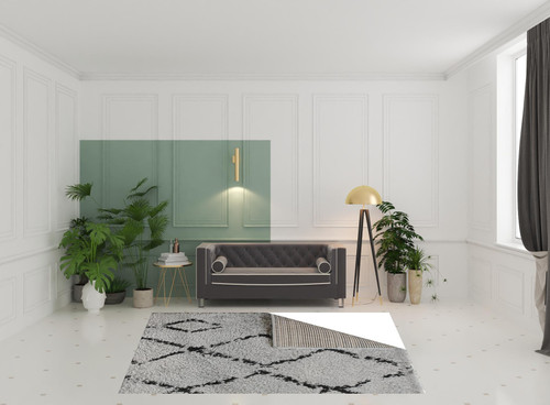 Homeroots Home Decor 7' x 9' Gray and Black Geometric Shag Area Rug