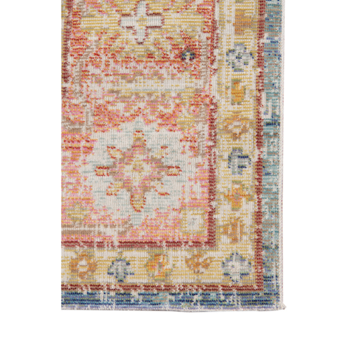 5' X 8' Coral And Blue Floral Area Rug