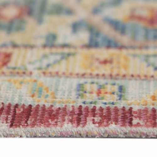 8' X 10' Ivory Red And Blue Medallion Area Rug