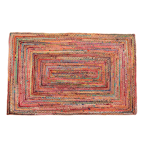 3' X 5' Tan Geometric Hand Braided Area Rug