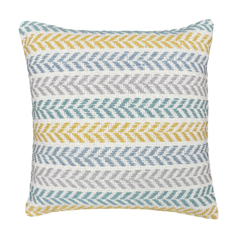 Homeroots Home Decor Set of Two 18 X 18 Inches Yellow Beach Chevron Cotton Zippered Pillows