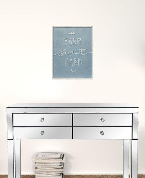 Set of Two Blue And White Farm Sweet Farm Metal Wall Decor