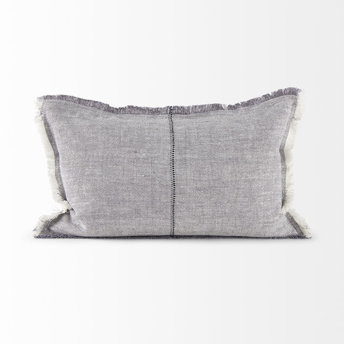Homeroots Home Decor Light Gray Fringed Lumbar Throw Pillow Cover, Light Gray, 13 x 21 Inch