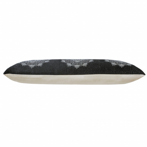 Homeroots Home Decor 14 X 36 Inches Jet Black and White 100% Cotton Geometric Zippered Pillow