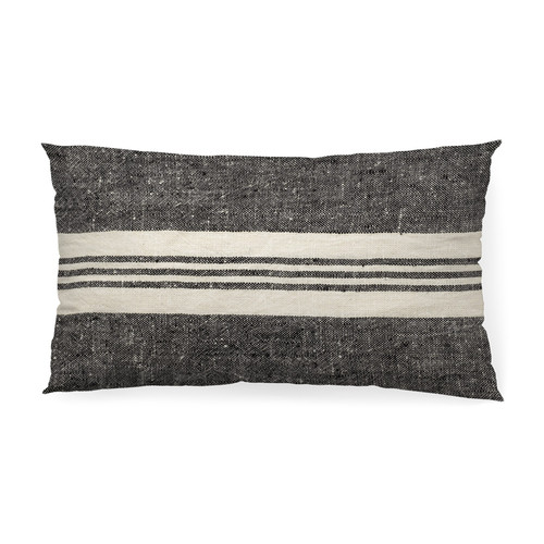 Homeroots Home Decor Black And White Striped Lumbar Accent Pillow Cover, Black and White, 14 x 26 Inch