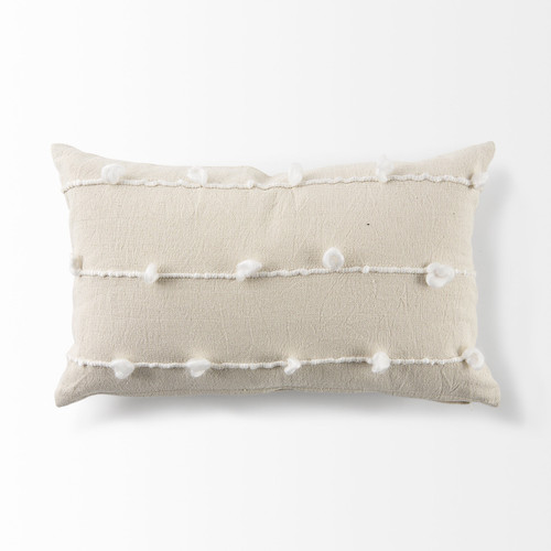 Homeroots Home Decor Clouds On Cream Canvas Lumbar Pillow Cover, Cream, 13 x 21 Inch
