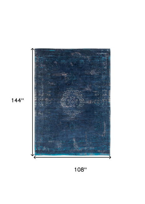 Homeroots Home Decor 9' X 13' Blue and Gray Medallion Non Skid Area Rug