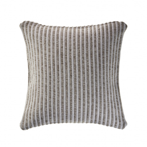 Homeroots Home Decor 22 X 22 Inches Beige and Cream 100% Cotton Striped Zippered Pillow
