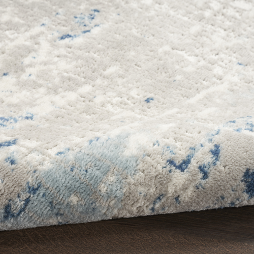 5' Blue and Gray Round Abstract Power Loom Area Rug