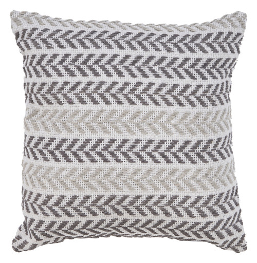 Homeroots Home Decor Set of Two 18 X 18 Inches Gray Beach Chevron Cotton Zippered Pillows