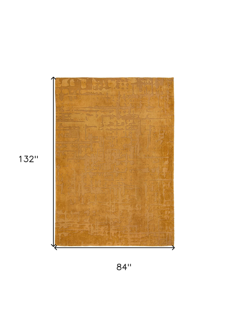 8' X 11' Yellow Abstract Non Skid Area Rug