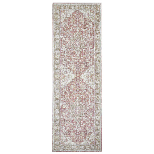 8' Pink And Gray Medallion Runner Rug