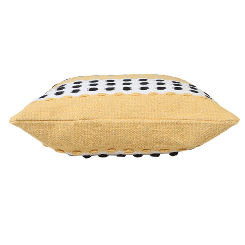 Homeroots Home Decor 20 X 20 Inches Yellow, Black, and White 100% Cotton Striped Zippered Pillow