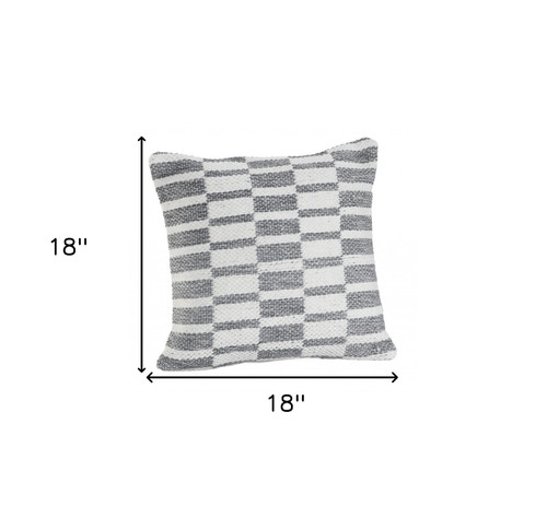 Homeroots Home Decor 18 X 18 Inches Gray and White 100% Cotton Geometric Zippered Pillow