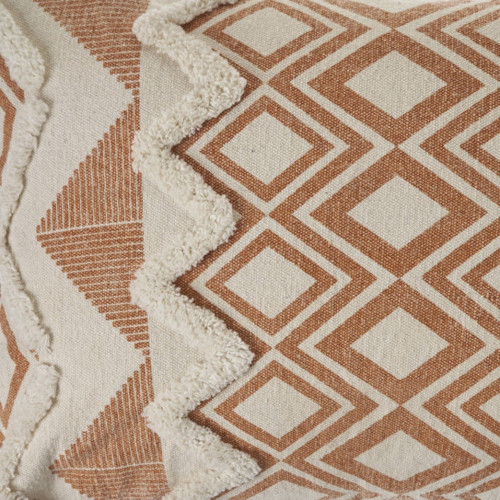 Homeroots Home Decor 14 X 36 Inches Orange and Cream 100% Cotton Geometric Zippered Pillow