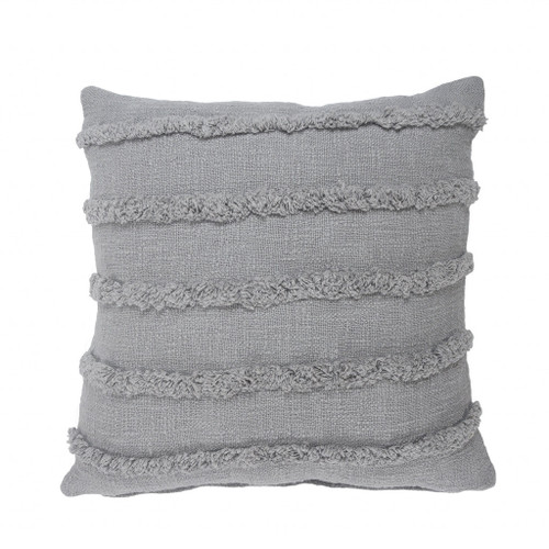 Homeroots Home Decor 20 x 20 Inch Gray 100% Cotton Zippered Pillow