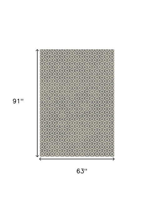 5' X 8' Beige and Gray Geometric Area Rug