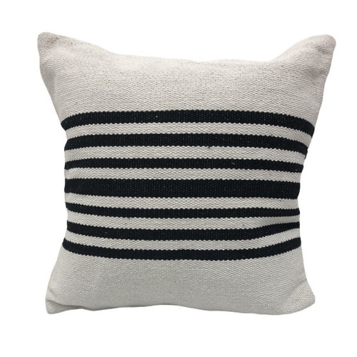 Homeroots Home Decor 22 X 22 Inches Black and White Striped Cotton Zippered Pillow