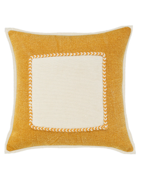 Homeroots Home Decor 20 X 20 Inches Golden Glow and Cream 100% Cotton Zippered Pillow